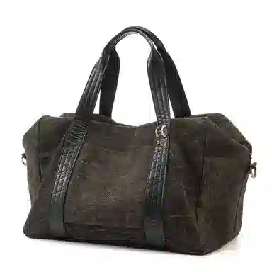 黑田矢衛 大容量时尚短途出差日系行李袋收纳拼接轻便可套拉杆箱旅行包单肩斜挎包 帆布 纹纳 手提包 男女同款情侣款 苔岩褐