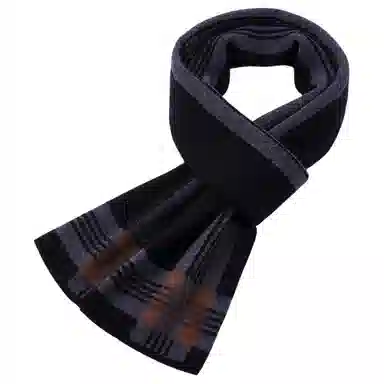 红豆 优雅柔软时尚保暖条纹格 棉羊毛 绒线围巾 男款