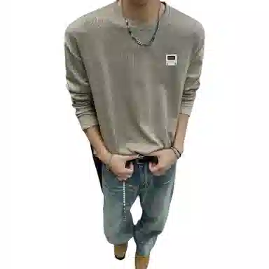 【可外穿打底保暖仿绵羊绒】布客行 美式复古高街轻奢老钱重磅慵懒垂感落肩港风宽松休闲舒适纯色基础百搭可内搭可拆卸胸针卫衣 男女同款