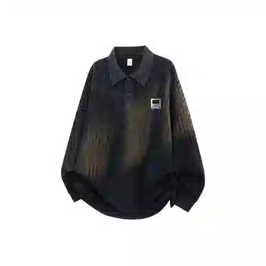 【明线撞色条纹早秋长袖】布客行 可拆卸别针美式复古高街轻奢老钱港风重磅慵懒垂感翻领落肩拼接宽松休闲舒适内搭外穿华棉卫衣 男女同款