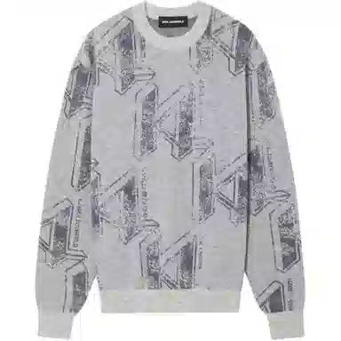 KARL LAGERFELD Letter Print Crewneck Sweater