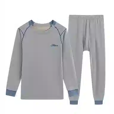 贴身领域 羊绒蚕丝初高中学生德绒发热青少年内衣男大童加厚秋衣秋裤保暖套装 男款