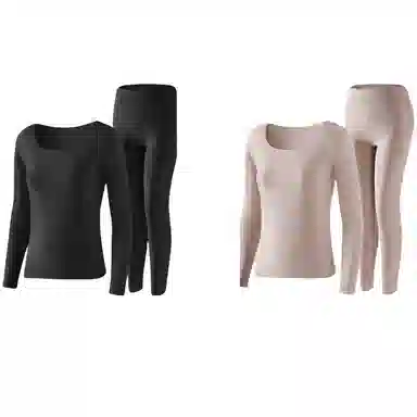 兰缪 都市高级感双面磨绒高弹感裸感无痕山茶系列优雅防寒舒适透气秋衣秋裤打底内衣保暖套装 女款