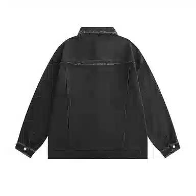 【dme】 美式潮牌高级感毛边设计水洗工装夹克时尚百搭破洞翻领长袖牛仔外套 男女同款