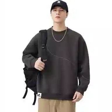 帝狼牛 美式潮牌宽松舒适韩版圆领套头潮流百搭简约重磅 卫衣 男女同款