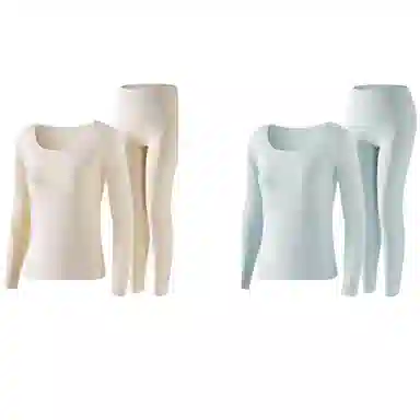 兰缪 都市高级感双面磨绒高弹感裸感无痕山茶系列优雅防寒舒适透气秋衣秋裤打底内衣保暖套装 女款