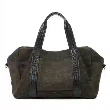 黑田矢衛 大容量时尚短途出差日系行李袋收纳拼接轻便可套拉杆箱旅行包单肩斜挎包 帆布 纹纳 手提包 男女同款情侣款 苔岩褐