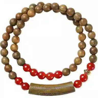 聆听花开 新中式复古佛珠国风文玩设计感小众轻奢高级感民族风招财纳福优雅日常双圈吉祥如意手饰礼盒装#好运 绿檀 手串 男女同款情侣款