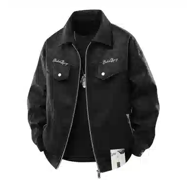 【高智感老钱风PU皮衣】布客行 机能风飞行员教练服美拉德港风高街休闲轻奢痞帅翻领落肩袖韩版百搭防风防泼水工装夹克 男女同款