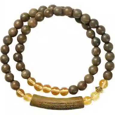 聆听花开 新中式复古佛珠国风文玩设计感小众轻奢高级感民族风招财纳福优雅日常双圈吉祥如意手饰礼盒装#好运 绿檀 手串 男女同款情侣款