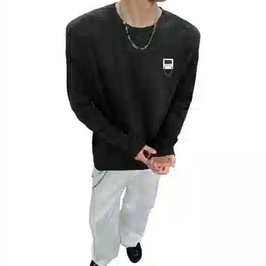 【可外穿打底保暖仿绵羊绒】布客行 美式复古高街轻奢老钱重磅慵懒垂感落肩港风宽松休闲舒适纯色基础百搭可内搭可拆卸胸针卫衣 男女同款