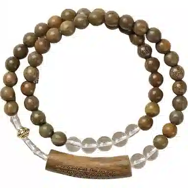 聆听花开 新中式复古佛珠国风文玩设计感小众轻奢高级感民族风招财纳福优雅日常双圈吉祥如意手饰礼盒装#好运 绿檀 手串 男女同款情侣款