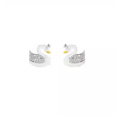 尚先生 高端气质微镶鹅花朵大衣百搭优雅配饰 合金 锆石 耳钉 女款