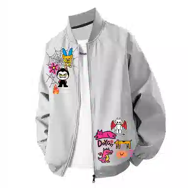 拾个壹先生 美式高街蜘蛛网字母印花多巴胺拼接贴图棒球服痞帅休闲夹克 男女同款