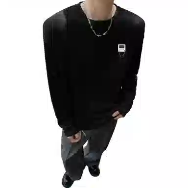 【可外穿打底保暖仿绵羊绒】布客行 美式复古高街轻奢老钱重磅慵懒垂感落肩港风宽松休闲舒适纯色基础百搭可内搭可拆卸胸针卫衣 男女同款