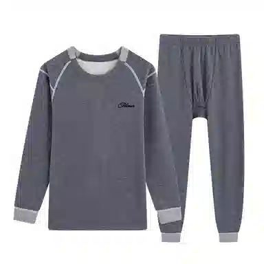 贴身领域 羊绒蚕丝初高中学生德绒发热青少年内衣男大童加厚秋衣秋裤保暖套装 男款