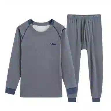 贴身领域 羊绒蚕丝初高中学生德绒发热青少年内衣男大童加厚秋衣秋裤保暖套装 男款