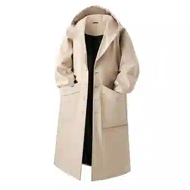 【dme】 时尚潮流高品质宽松连帽中长款大衣男夹克秋款气质百搭设计中性风衣外套 男女同款