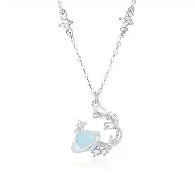 【S925银 浪漫告白】 七七银饰 星球玫瑰 梦幻童真在逃公主小王子与玫瑰 童话幻彩星球 闪耀精致 锁骨链 约会 纯银 项链 女款