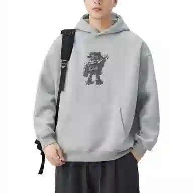帝狼牛 潮牌小众美式复古高街宽松潮流百搭高级设计感连帽上衣 卫衣 男女同款