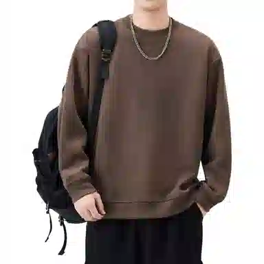 帝狼牛 美式纯色简约时尚圆领长袖套头卫衣 男女同款