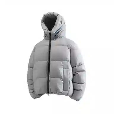 【dme】 美式复古纯色连帽宽松白鸭绒外套男冬季休闲保暖面包服中性加厚短款羽绒服 男女同款