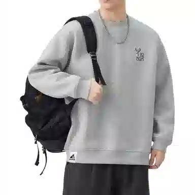 帝狼牛 春秋圆领刺绣品质感套头宽松日系复古百搭简约舒适休闲长袖 卫衣 男女同款