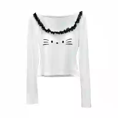 YGPRW U-Neck Lace Cat Top