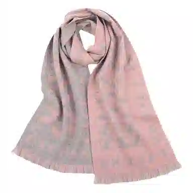 红豆 字母提花绣花保暖粉灰 羊毛 绒线围巾 男女同款情侣款