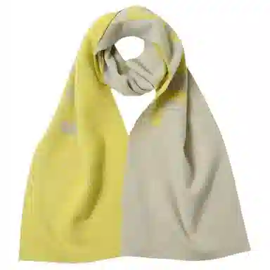 红豆 品牌提花黄色甜美简约舒适保暖 羊毛 绒线围巾 男女同款情侣款