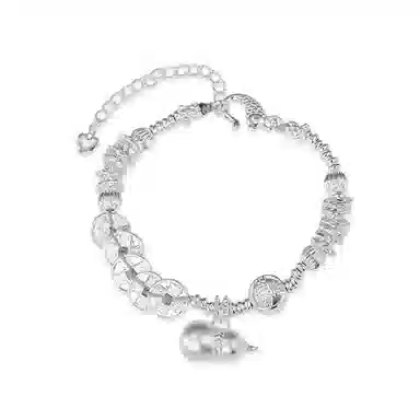 老福黄金 五帝钱葫芦盘缠手饰 招财纳福国潮新中式 甜美显白时尚高级感 日常通勤办公百搭#好运 合金 手链 女款