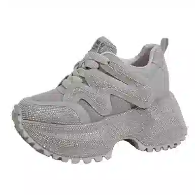 满钻厚底内增高百搭休闲运动户外时尚潮流学院风运动鞋 减震耐磨平衡 低帮 老爹鞋 女款