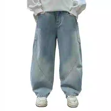 黑恐龙牛仔裤 宽松炸街春秋款 男女同款