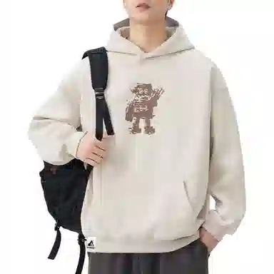 帝狼牛 潮牌小众美式复古高街宽松潮流百搭高级设计感连帽上衣 卫衣 男女同款