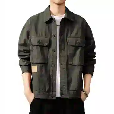 贵色 秋季 美式潮流复古百搭阿美咔叽风重磅潮牌工装牛仔外套男士城市机能日常穿搭休闲硬汉猎装衬衫上衣夹克 宽松型 男女同款