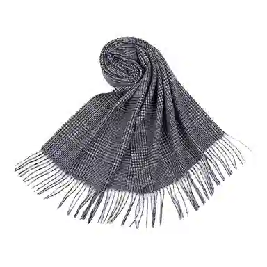 红豆 品牌千鸟格格子条纹时尚百搭经典 羊毛 绒线围巾 男女同款情侣款