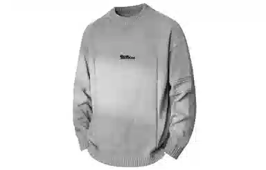 大卫贝肯 美式复古简约高级感双缝坑纹拼接重组街头无性别主义套头针织线衣品牌英文印花圆领打底毛衣 男女同款