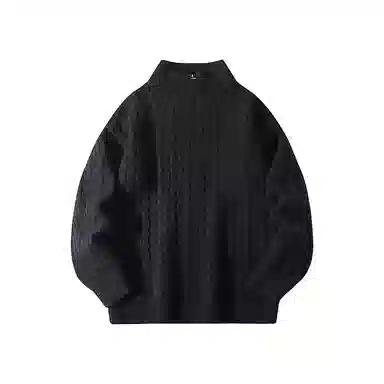 欧迪芬 潮牌纯色绞花半拉链休闲百搭内搭大学生外穿开衫立领毛衣 男女同款