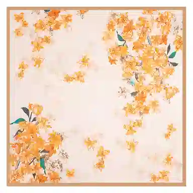 一米画纱 古典花卉雅韵国风真丝方巾旅游装饰素绸缎领巾搭配西装时尚出游 桑蚕丝 丝巾 女款