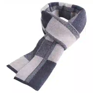 红豆 时尚柔软多变百搭格纹保暖 混纺 绒线围巾 男款