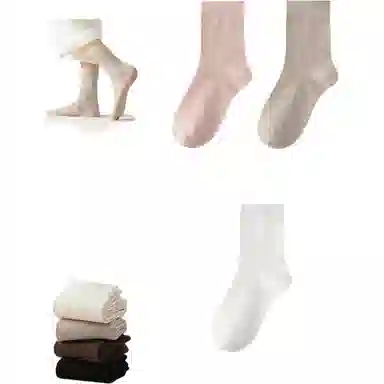 妮轻 羊毛秋冬加厚纯色简约中筒袜 女款