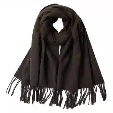 红豆 品牌绒毛混纺素色纯色水纹披肩柔软舒适保暖流苏 绵羊毛 绒线围巾 男女同款情侣款