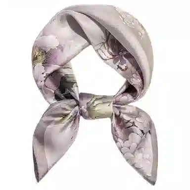 一米画纱 优雅中式花朵图案精致真丝材质高品质斜纹绸印花方巾如画系列 桑蚕丝 丝巾 女款