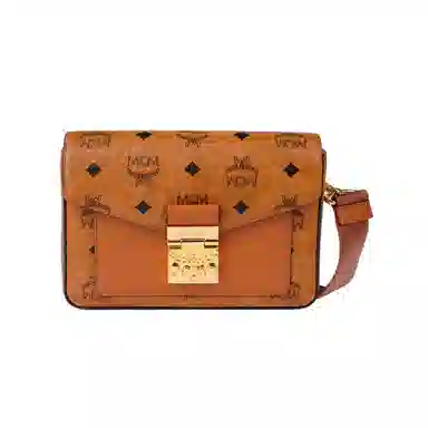 MCM Millie Visetos Envelope Bag Small Cognac