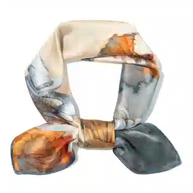 一米画纱 丝绸质感花卉图案国风印花真丝方巾踏青郊游装饰领巾拍照搭配 桑蚕丝 丝巾 女款