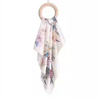 一米画纱 古典花卉雅韵国风真丝方巾旅游装饰素绸缎领巾搭配西装时尚出游 桑蚕丝 丝巾 女款