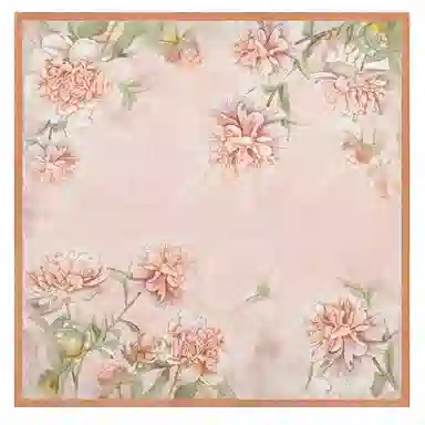 一米画纱 优雅中式花朵图案精致真丝材质高品质斜纹绸印花方巾如画系列 桑蚕丝 丝巾 女款