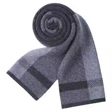 红豆 柔软舒适大方百搭格纹 山羊绒 绒线围巾 男款