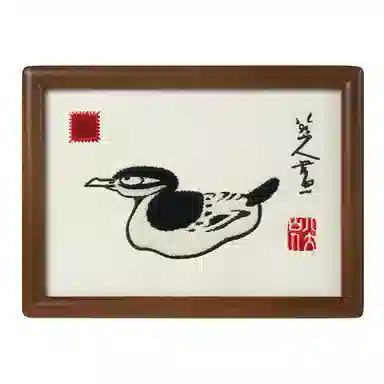 问童子 八大山人纪念馆 刺绣画 毛绒桌面装饰摆件高端艺术饰品 玩偶周边