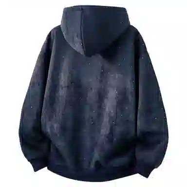 阿凡迪 美式复古高街星空扎染满天星仿刺绣手写签名体印花设计休闲宽松日常运动通勤百搭舒适潮牌重磅拉链外套开衫连帽卫衣 男女同款